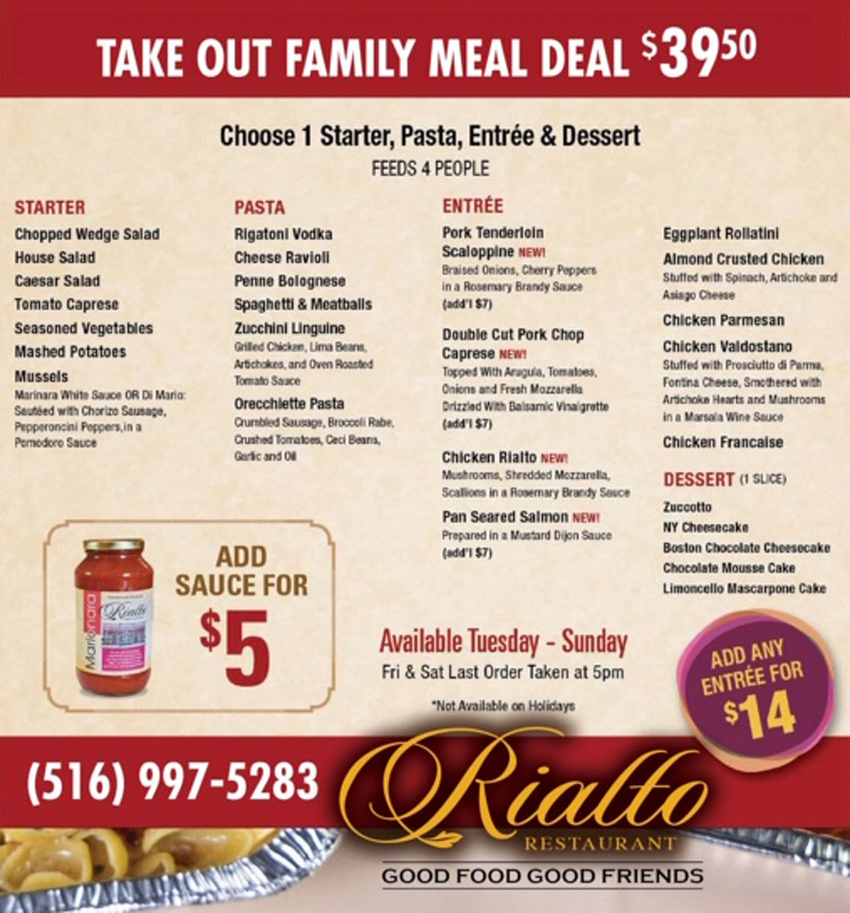 which restaurants have family meal deals